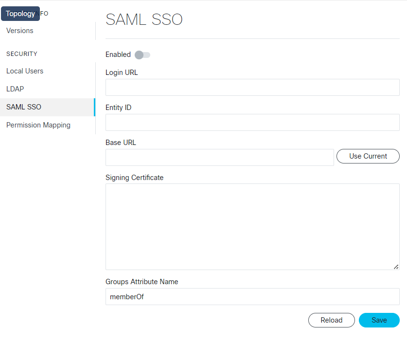 Screenshot of SAML SSO