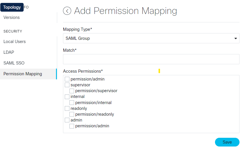 Screenshot of Add Permission Mapping