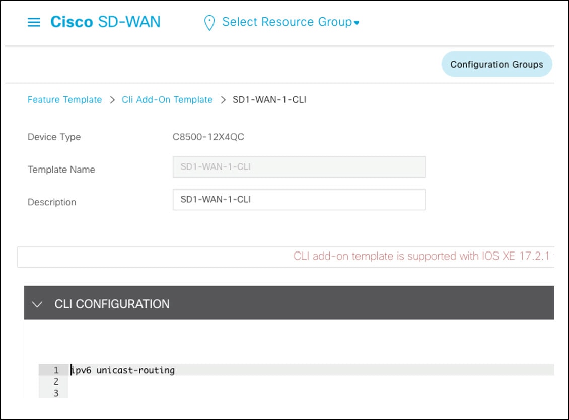 Screen-shot that shows enabling 'ipv6 unicast-routing' for SD-WAN Edge with device CLI.