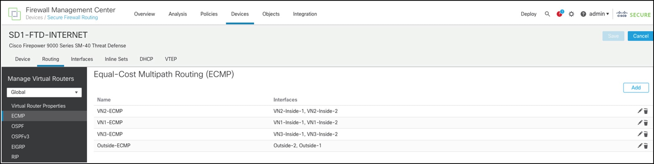 Screen-shot that shows Enabling Equal Cost Multipath Routing Across Multiple Interfaces - 1.
