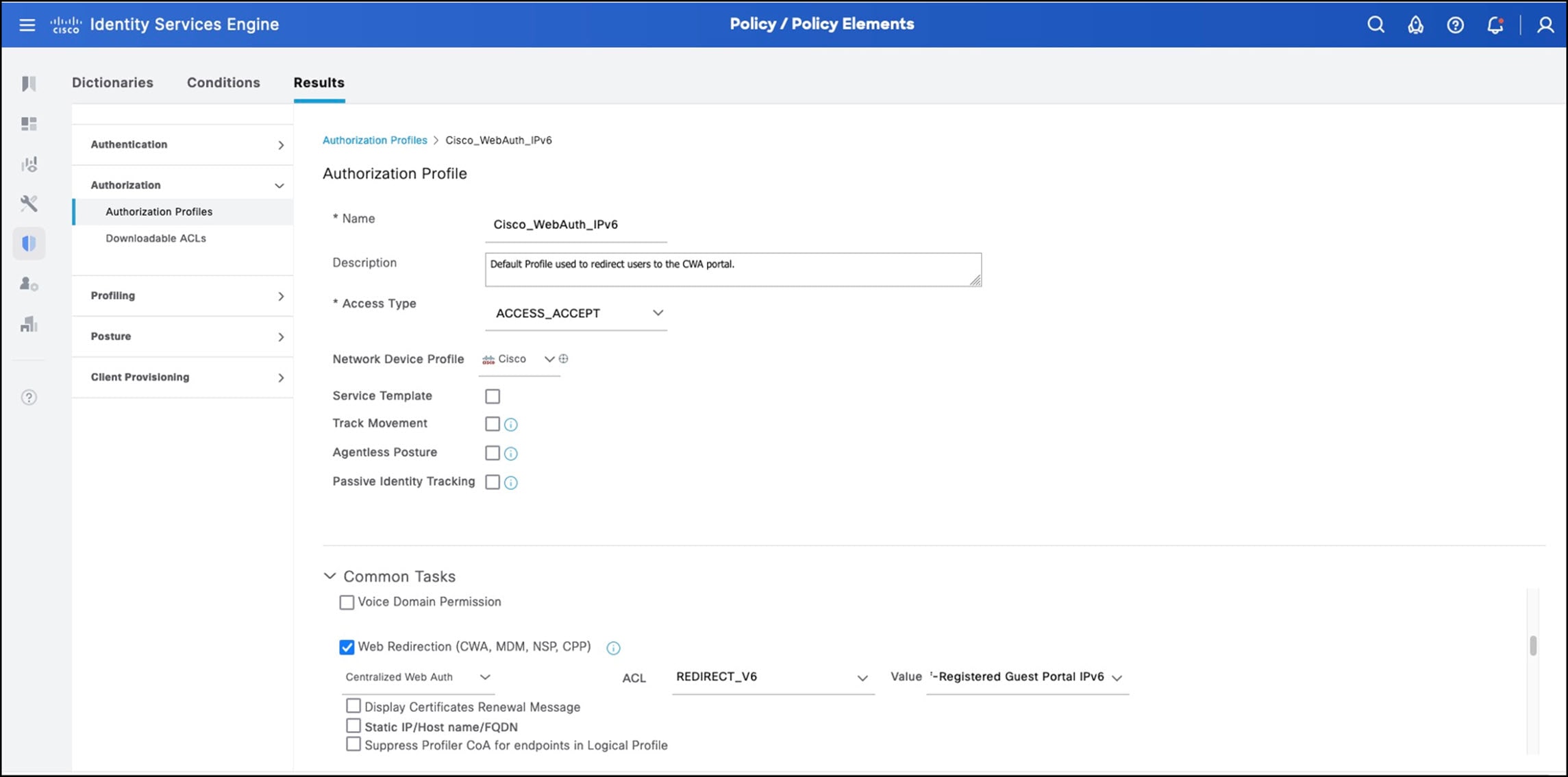 Screen-shot that shows Creating a new IPv6 Guest Portal.
