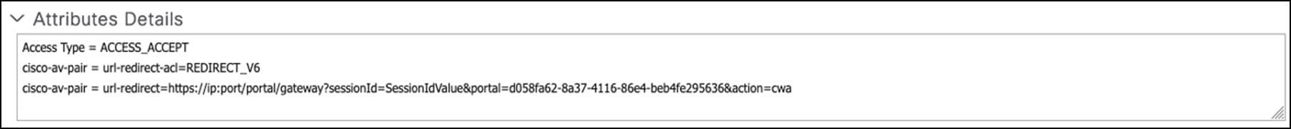 Screen-shot that shows Creating a new IPv6 Guest Portal-Attribute Details.