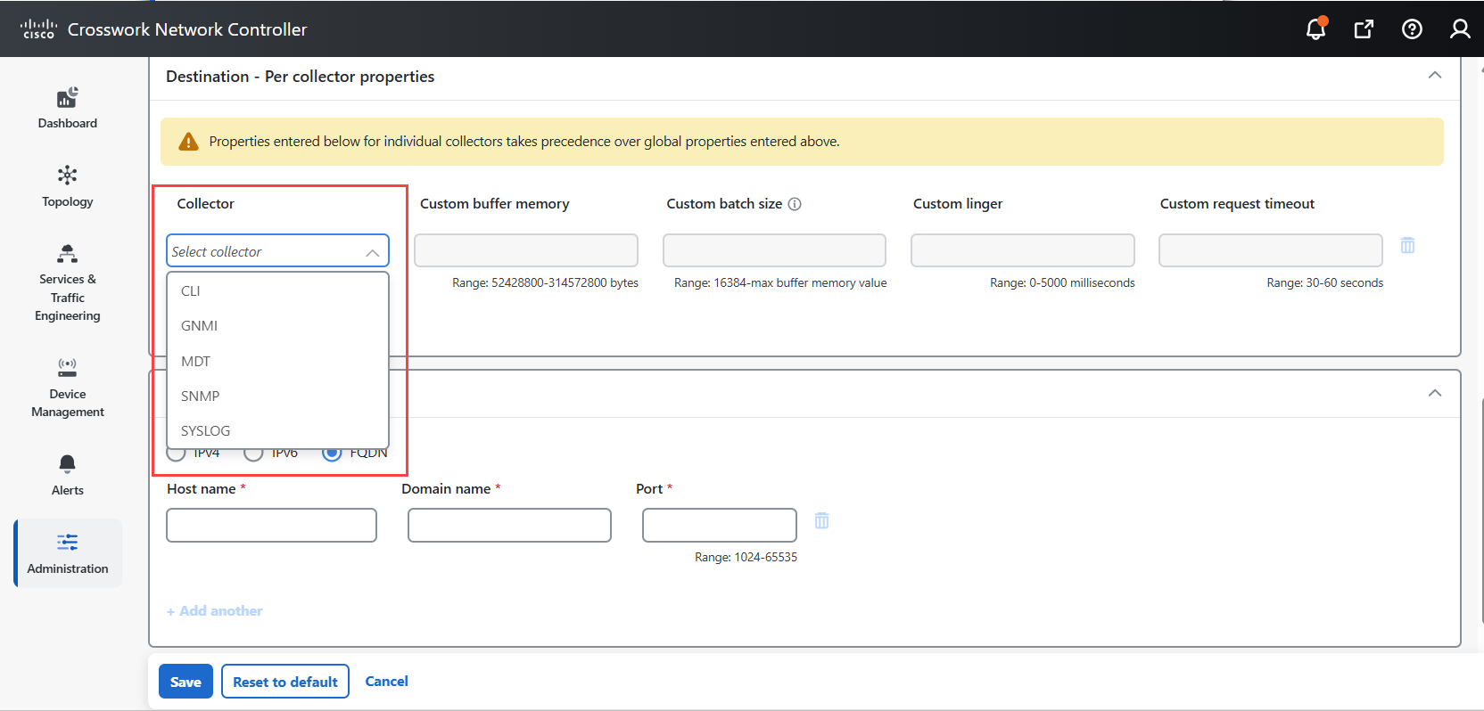 Add Destination Window