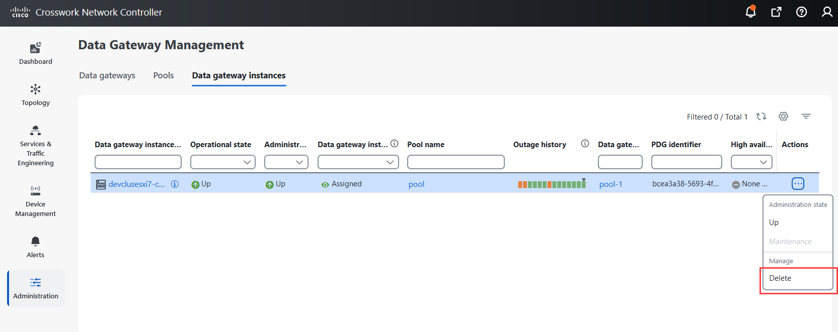 Data Gateway Instances Window