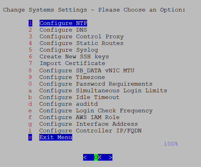 Change Current System Settings Menu