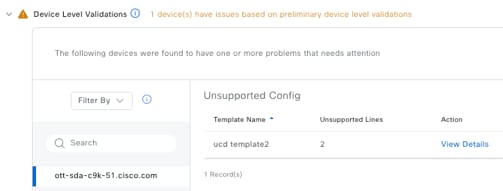 Device Level Validation check view.