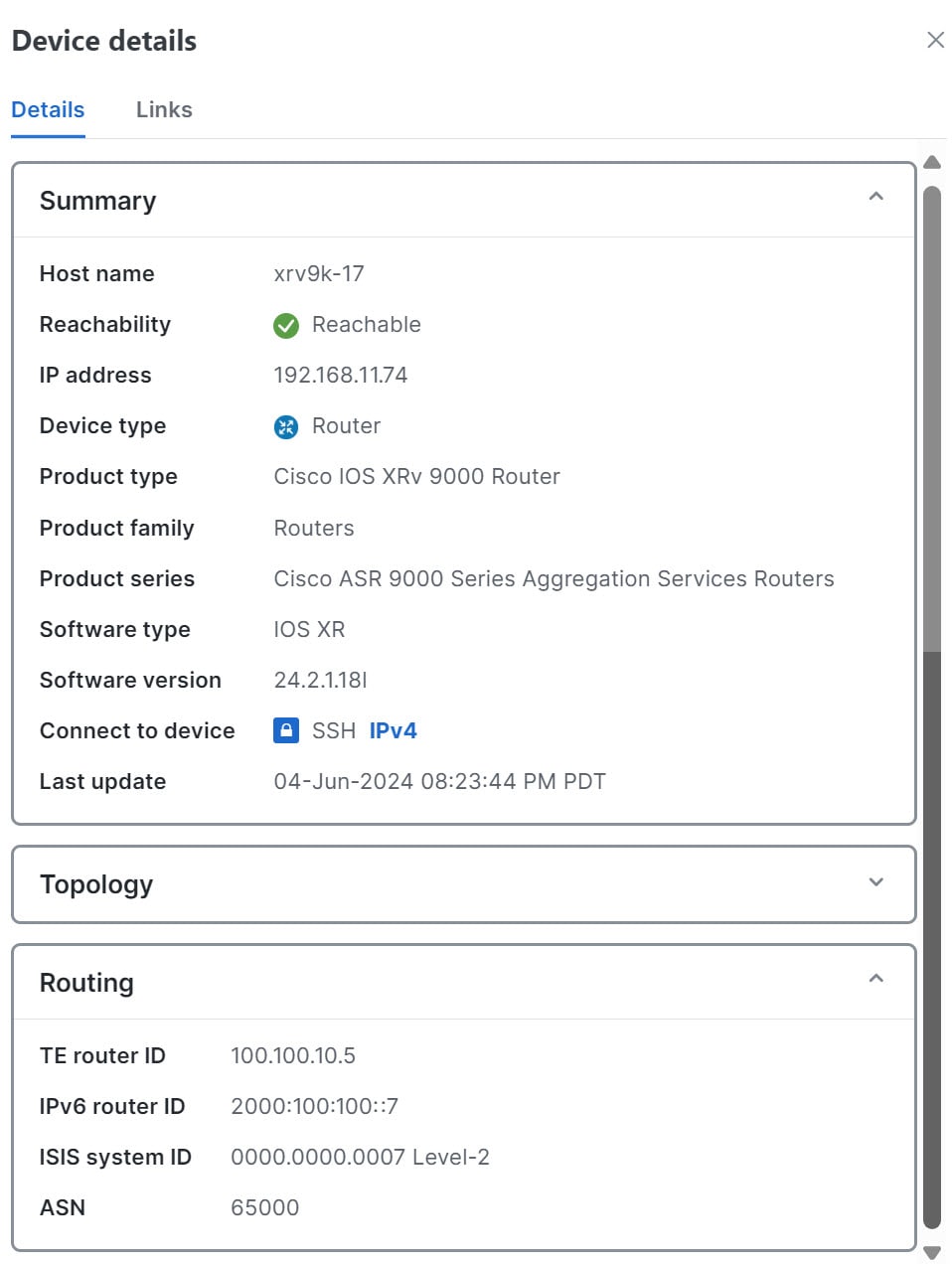 TE Router ID in Device Details