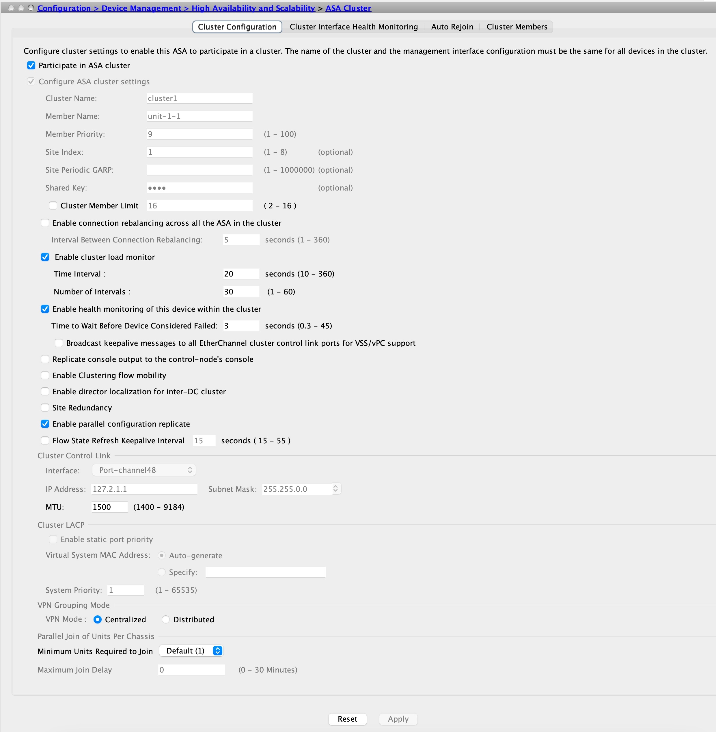 Cluster Configuration