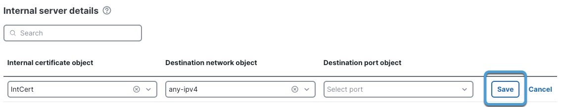 Sample internal certificate used in an inbound decryption rule.