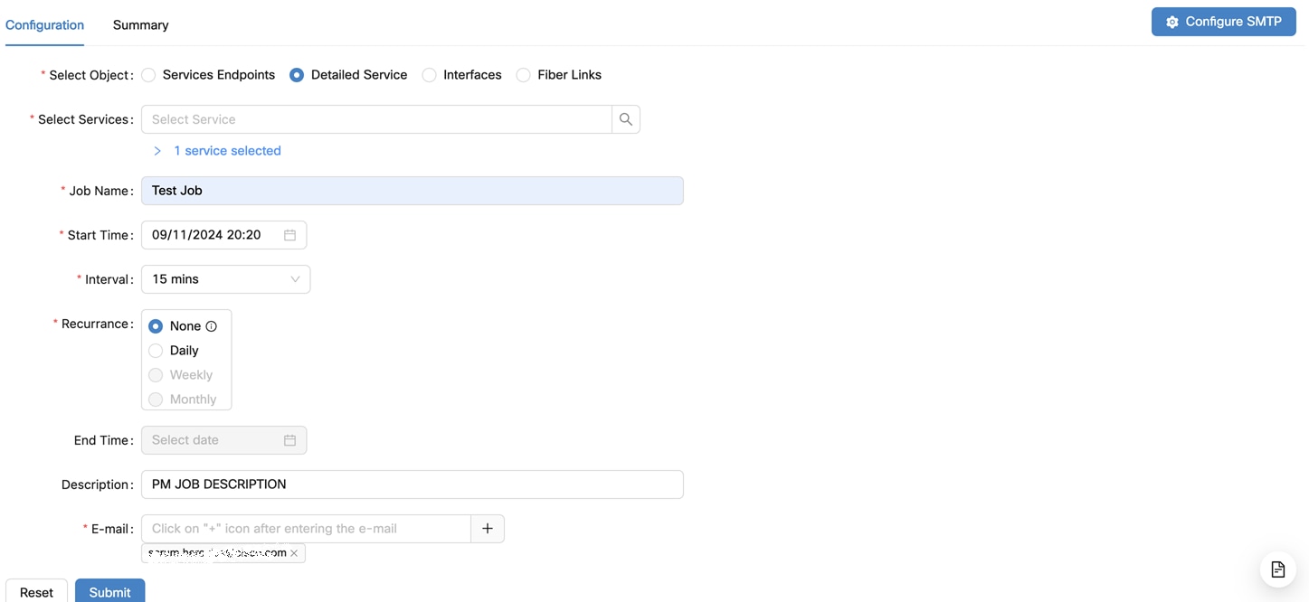 Screenshot of Configure SMTP