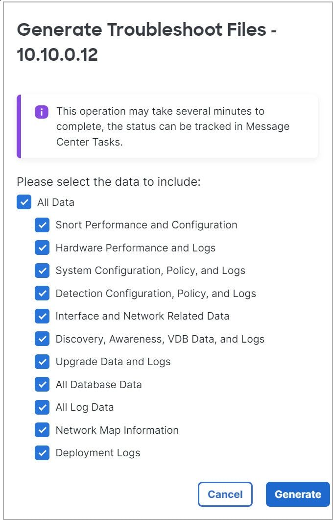 Generate Troubleshoot Files