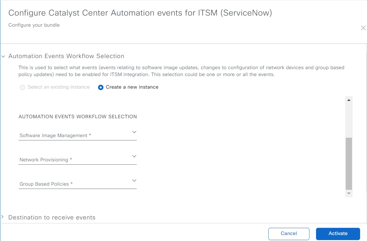 Figure 19: ServiceNow instance configuration fields, for Access Settings