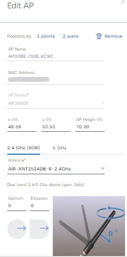 The Edit AP slide-in pane displays fields, such as AP Name and AP Model, that you can edit.