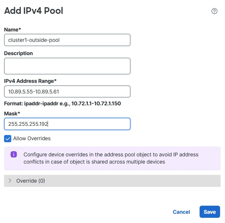 Add Address Pool