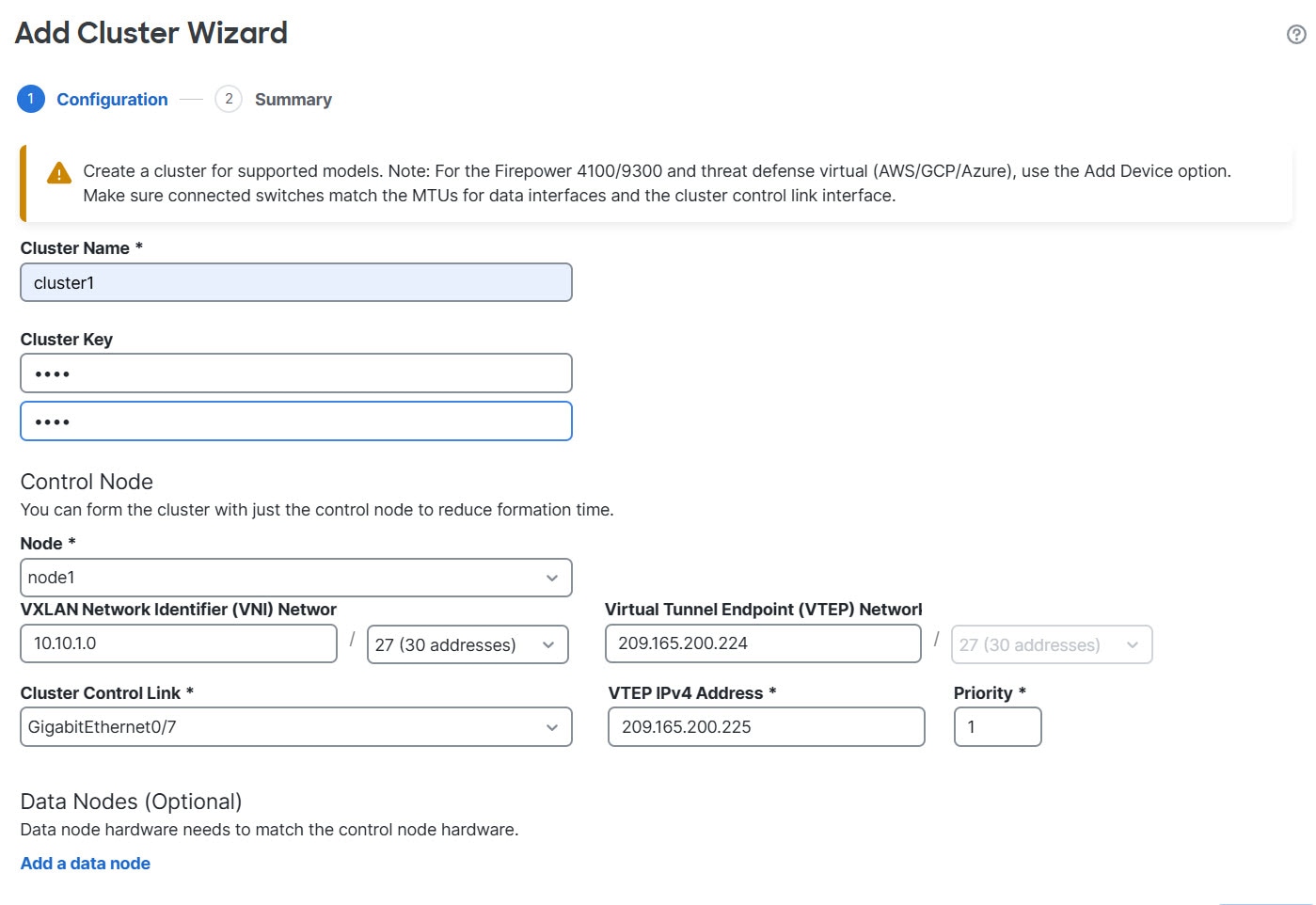 Add Cluster Wizard
