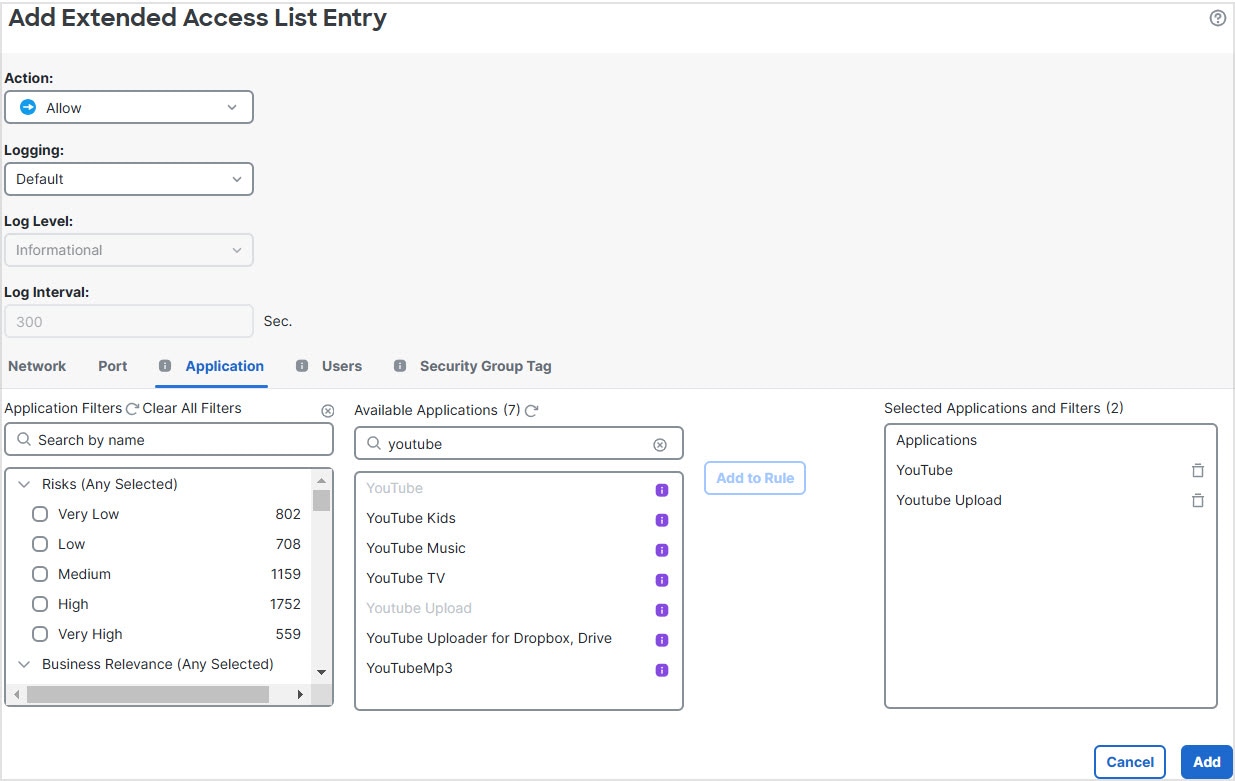 Applications tab