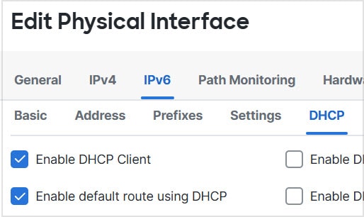 Enable the DHCPv6 Client