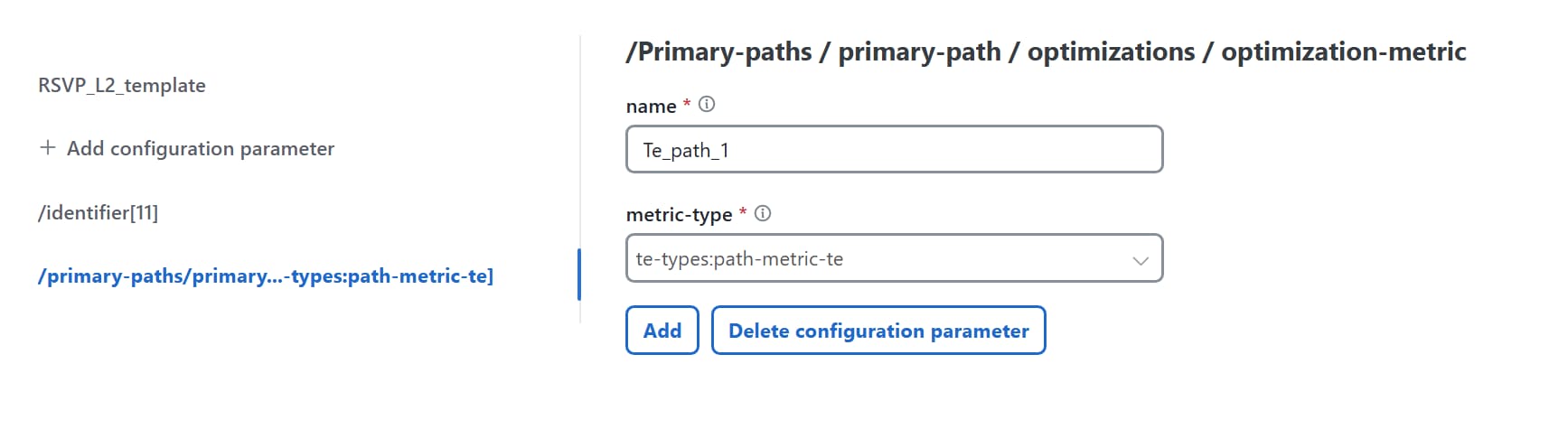 Configured parameters