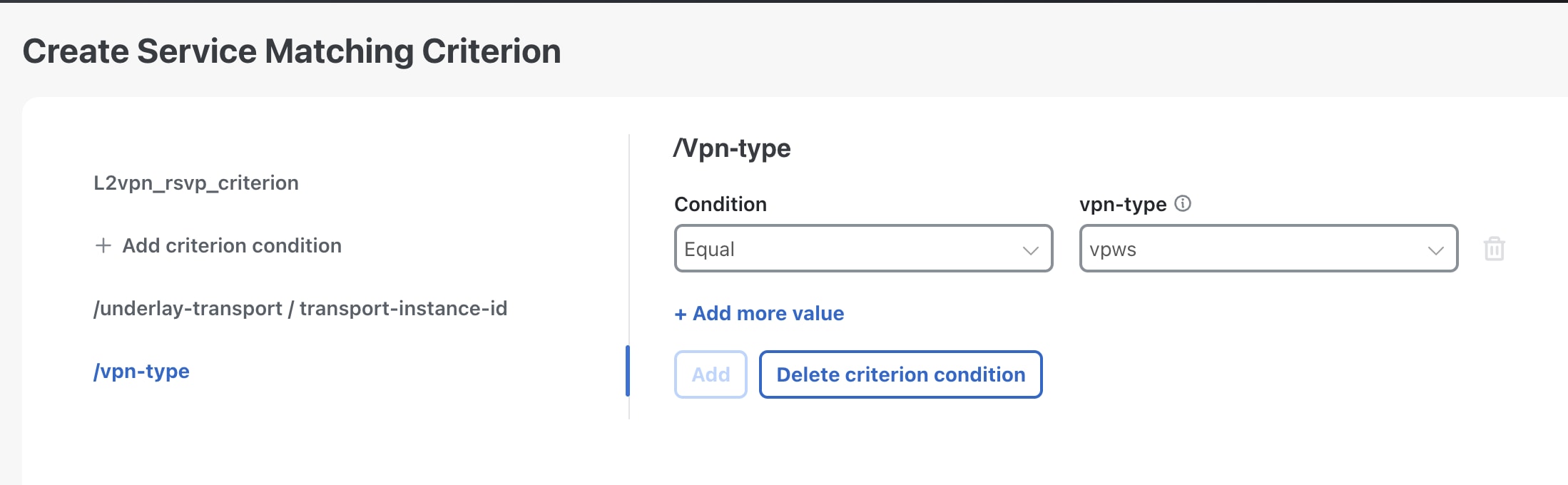 Configured conditions