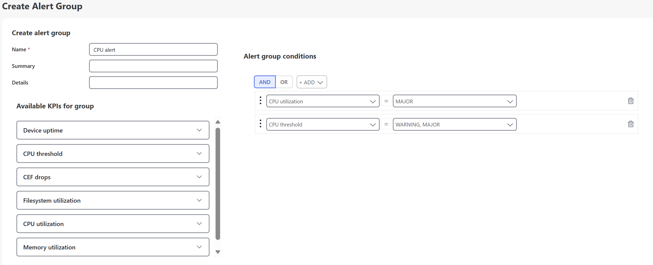 Create alert group