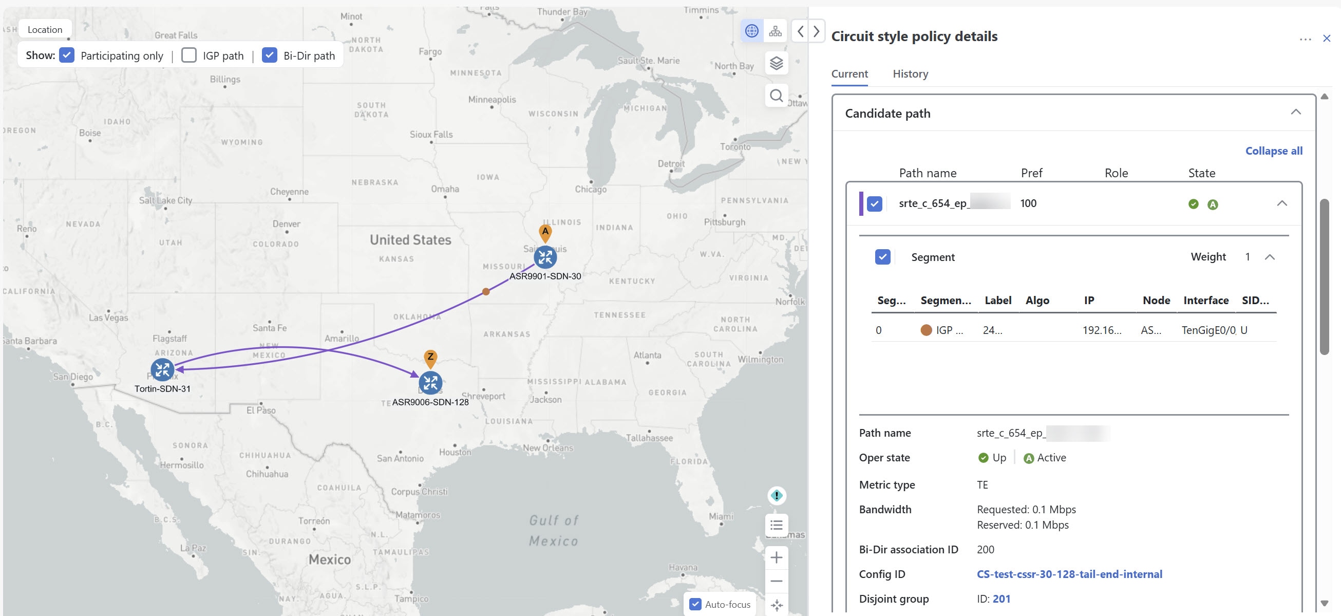 Candidate path on topology map