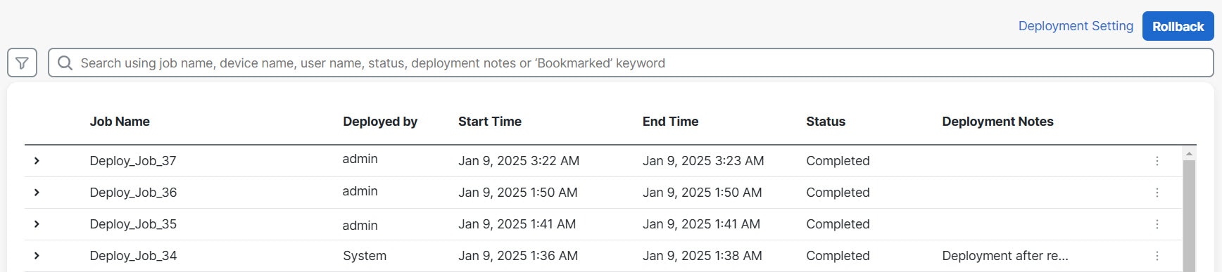 Deployment History