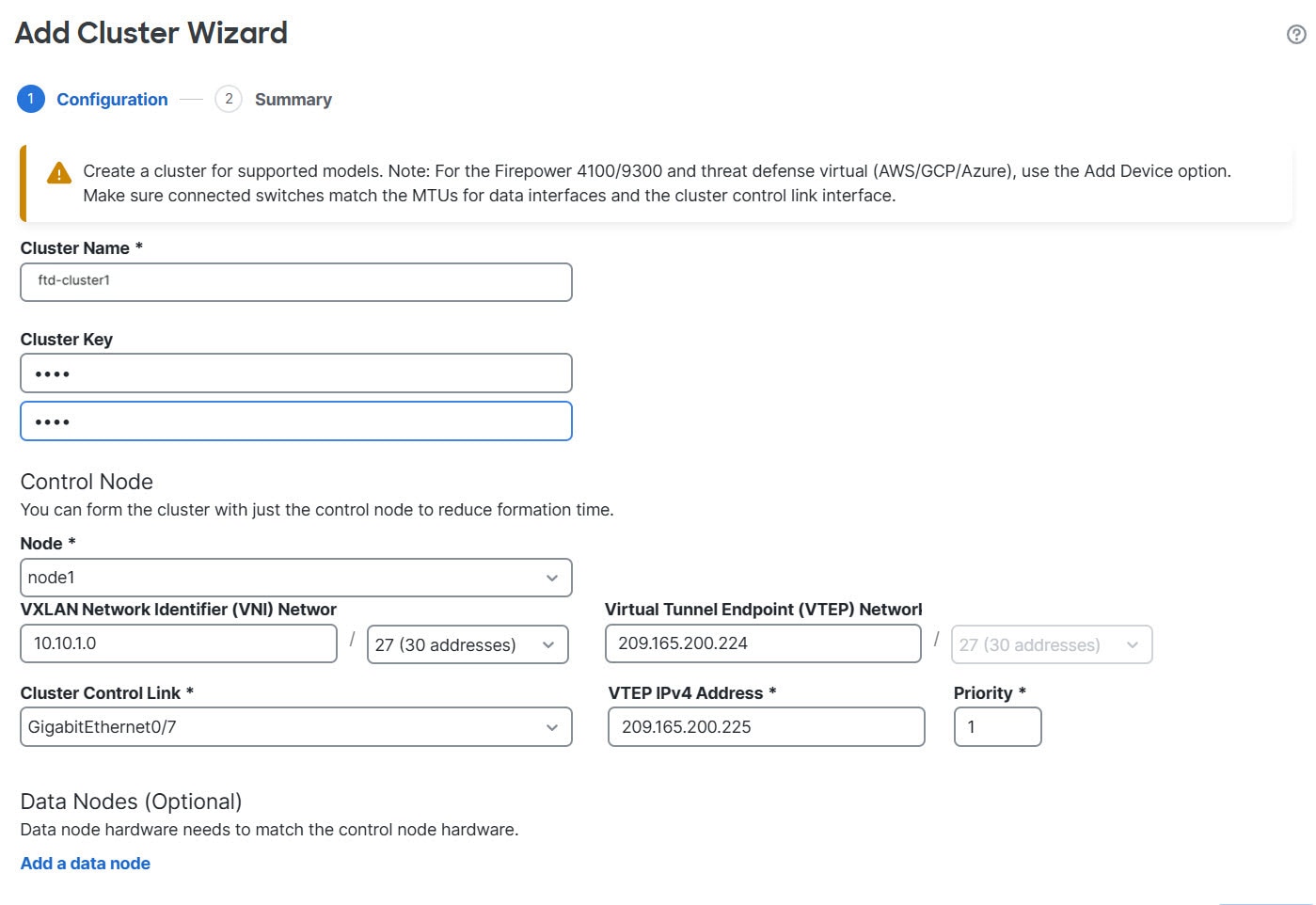 Add Cluster Wizard