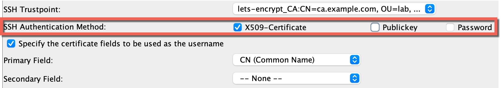 Disable Authentication Methods