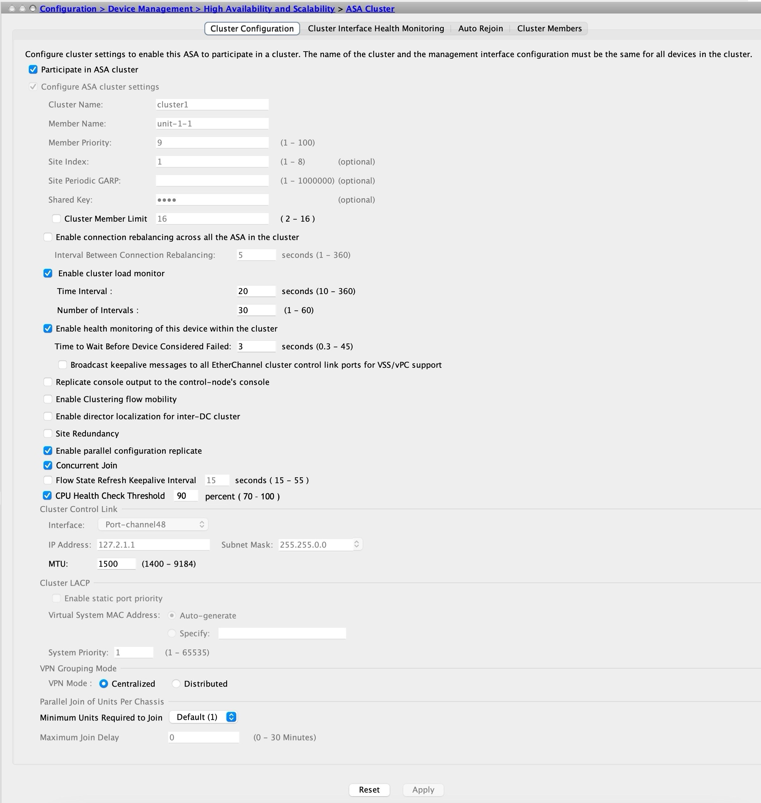Cluster Configuration