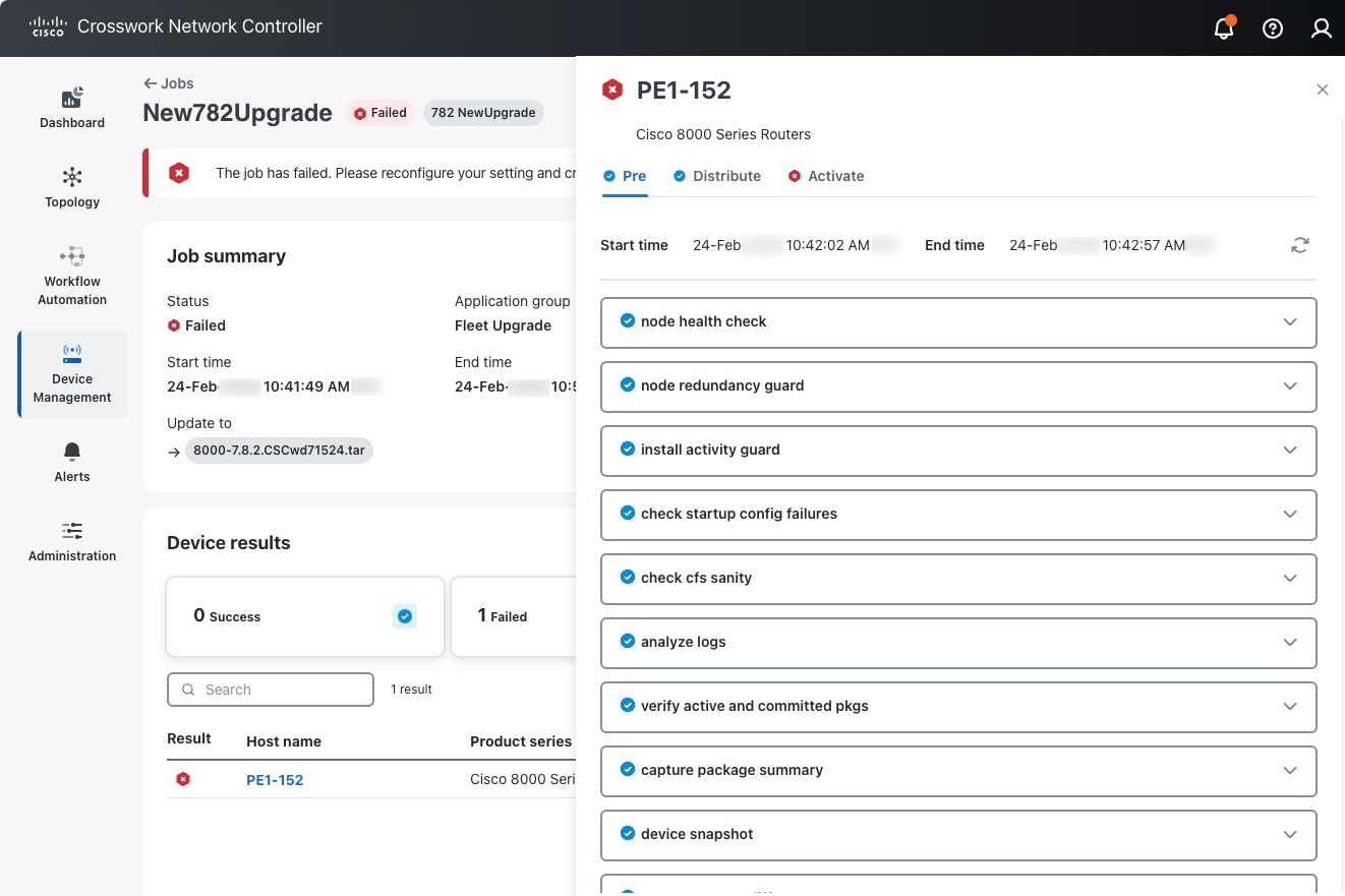 Pre check stage success