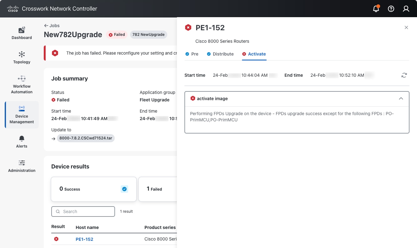 Activate-stage failure