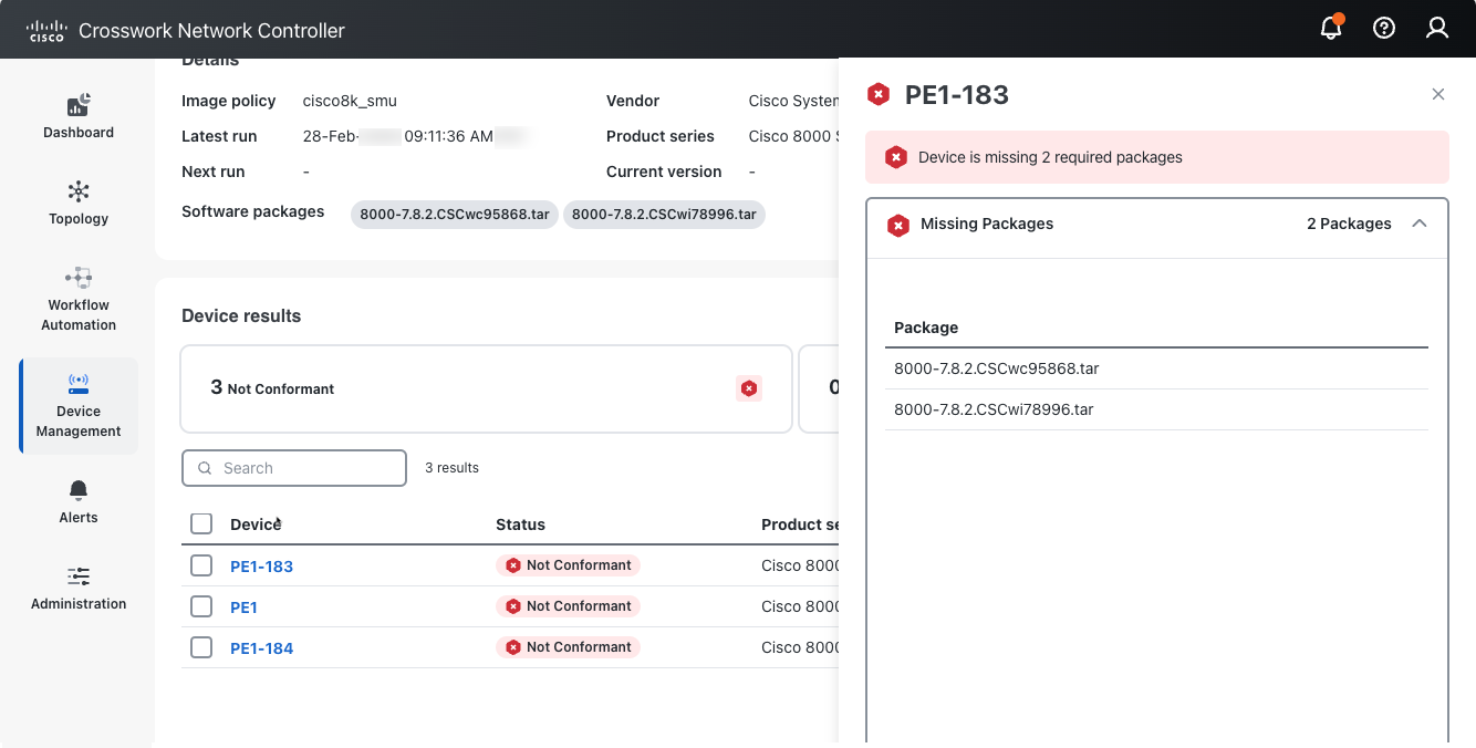 Details for non-conforming devices