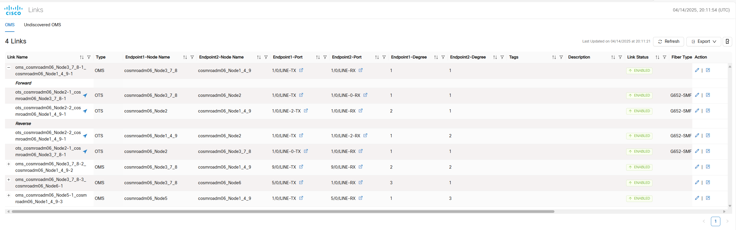 screenshot of links app