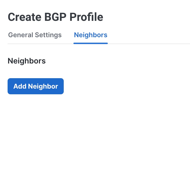 Add Neighbor details to the BGP Profile`