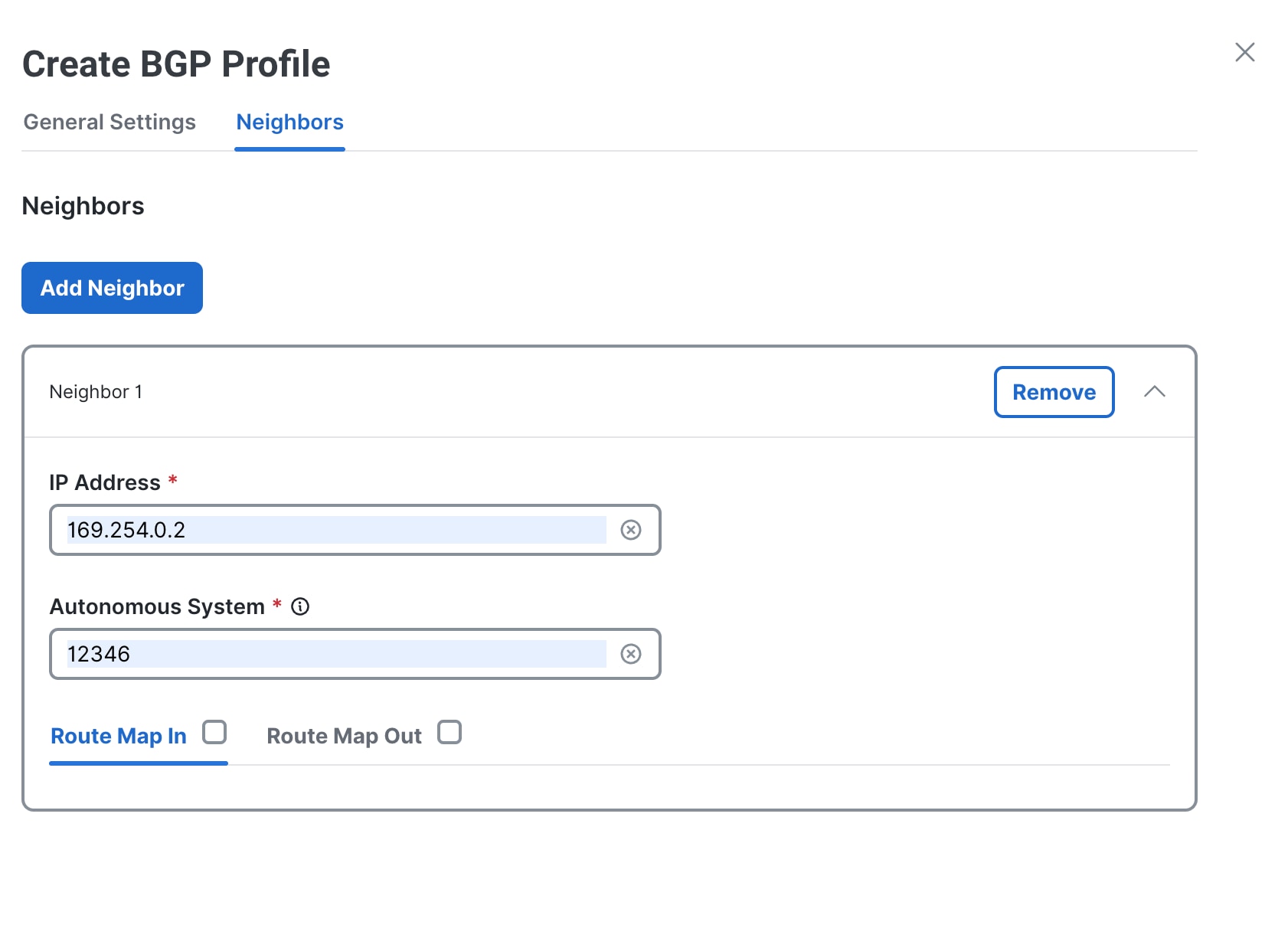 Add Neighbor details to the BGP Profile
