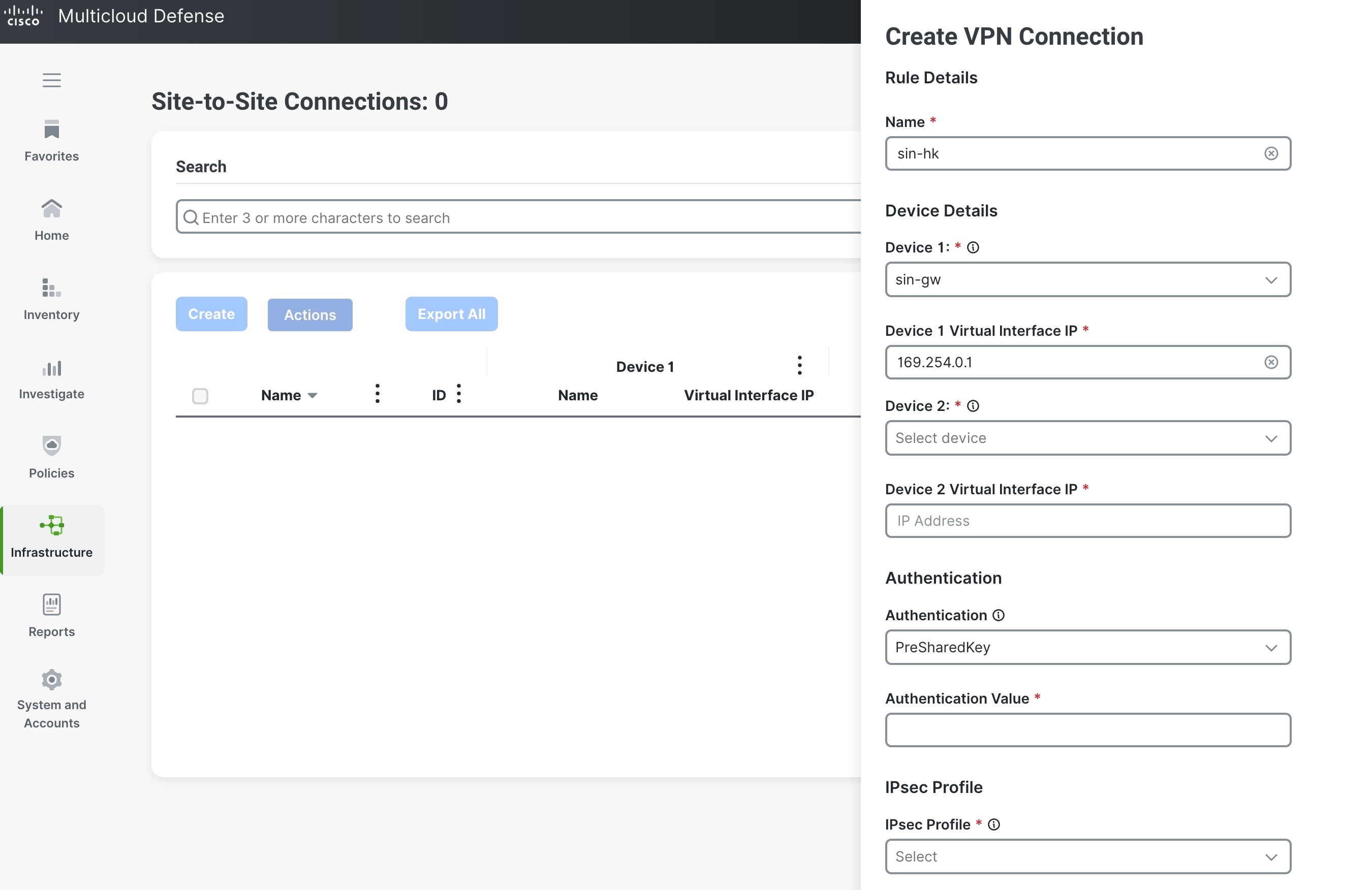 Create a Site-to-Site VPN Connection