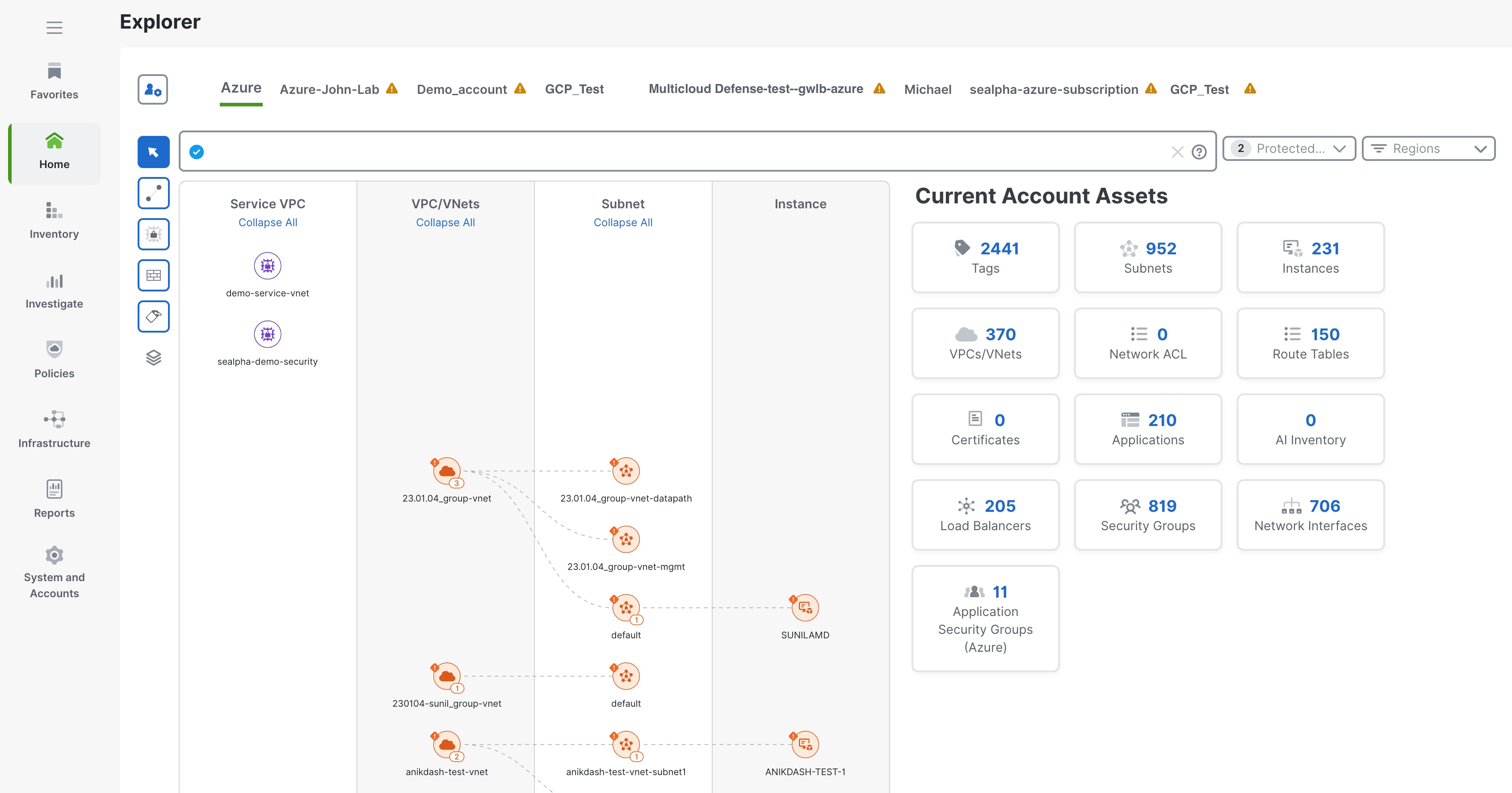 View of the Explorer interface with components