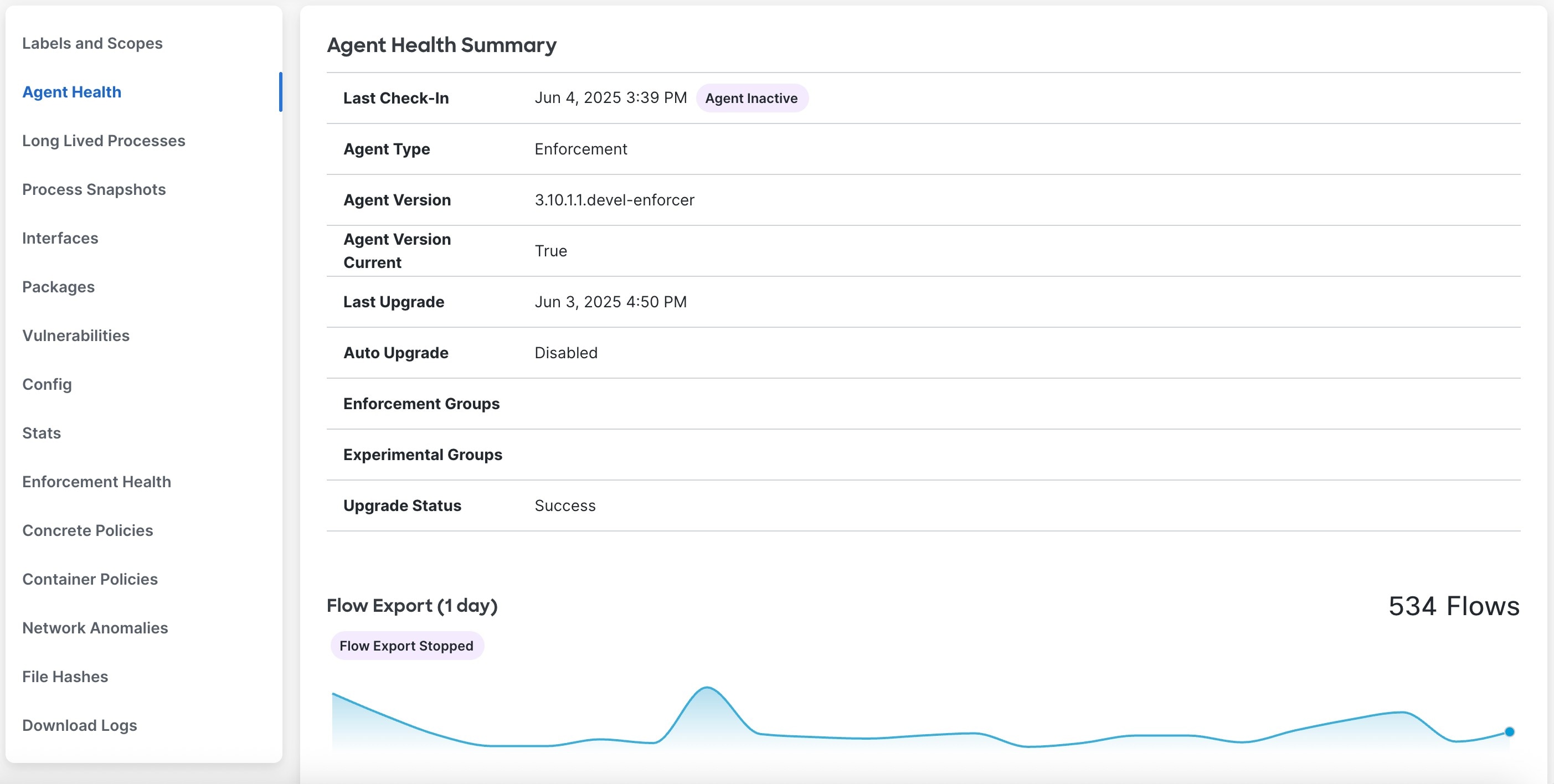 Workload Agent Health Details