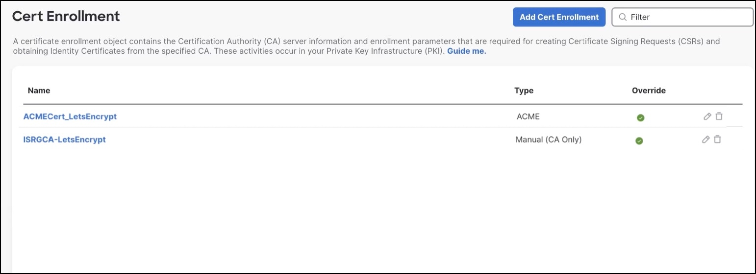 ACME Certificate enrollments