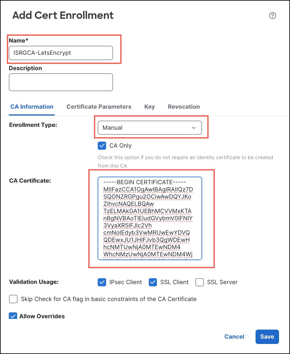 Manual CA Certificate for ACME