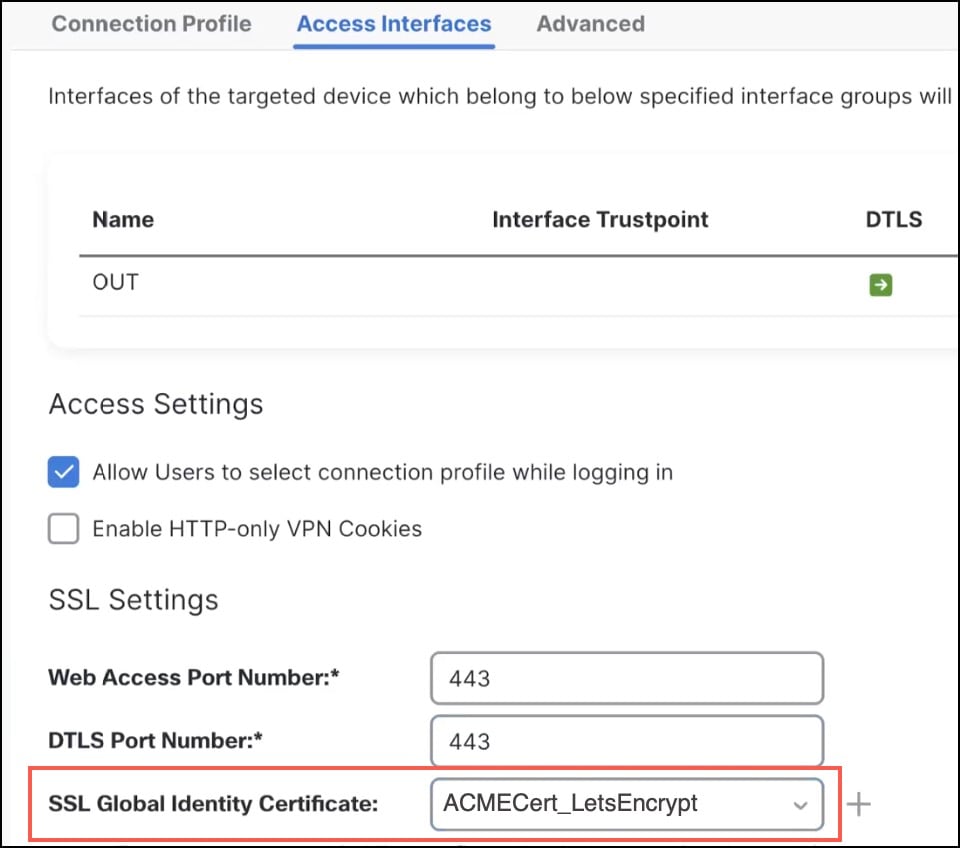 Update a Remote Access Policy with an ACME Certificate