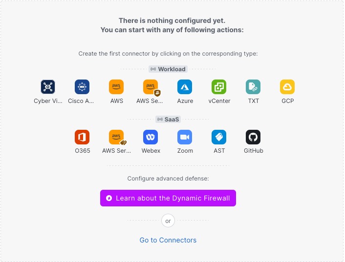 The Cisco Secure Dynamic Attributes Connector dashboard displays at-a-glance information about configured connectors, filters, and adapters