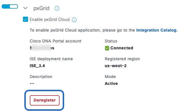 Deregister Cisco ISE from pxGrid Cloud as part of reconfiguring the identity source