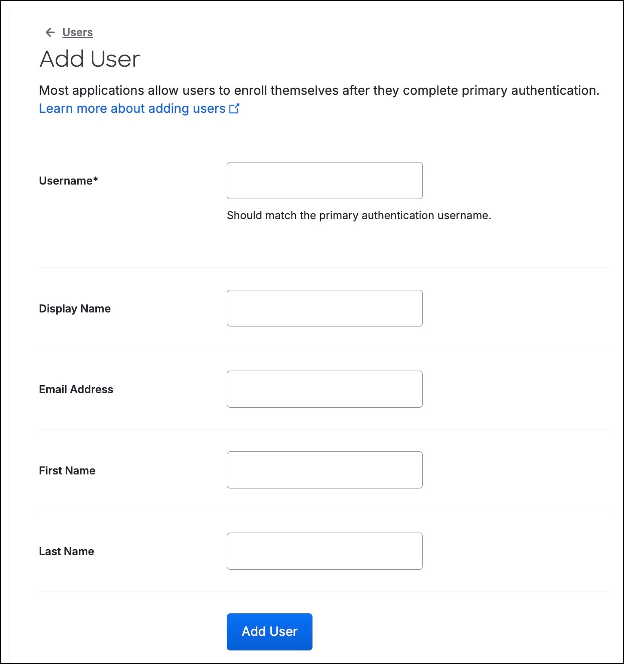 Add user in Duo Admin Panel