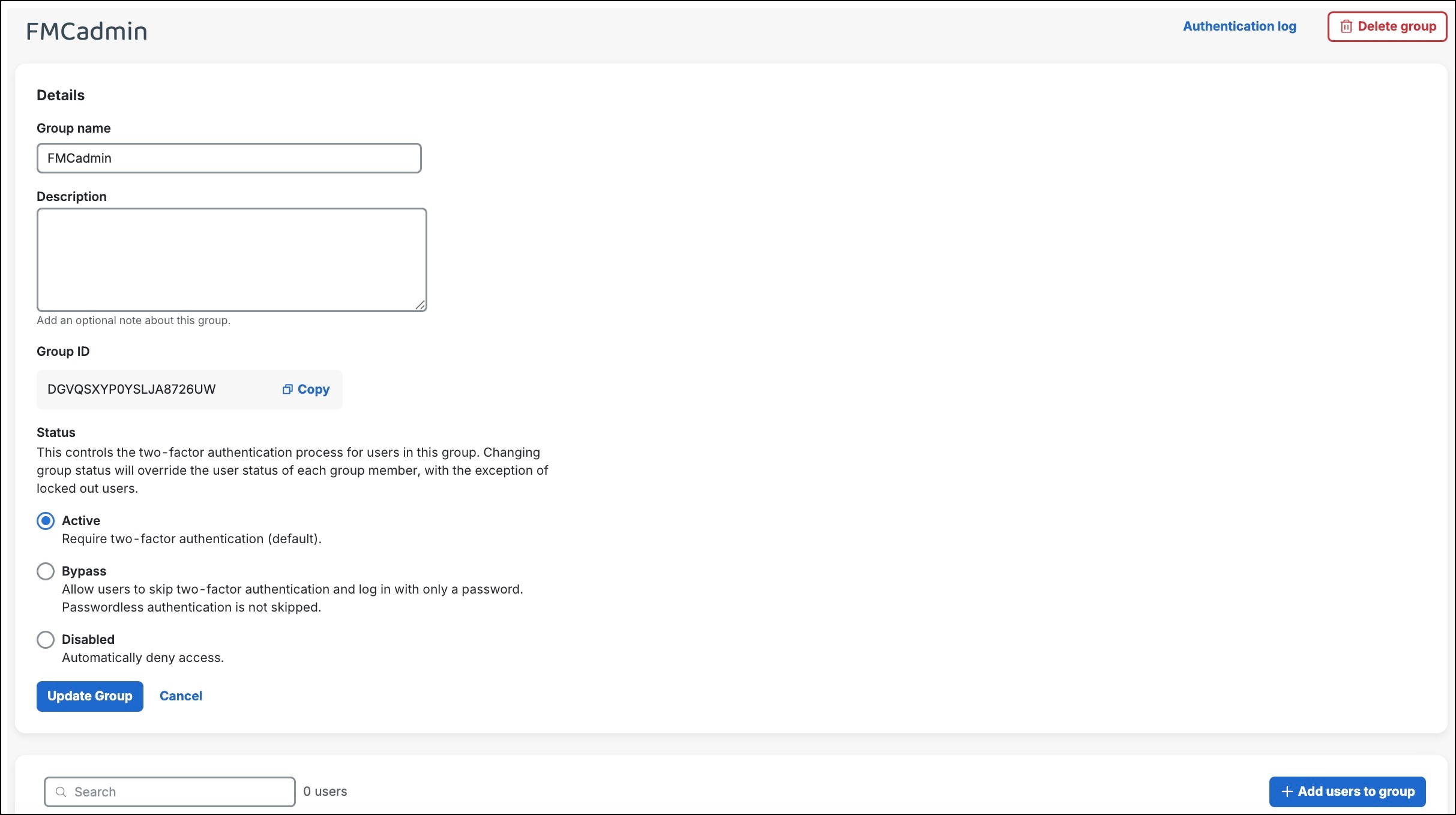 Configure a group in Duo Admin Panel