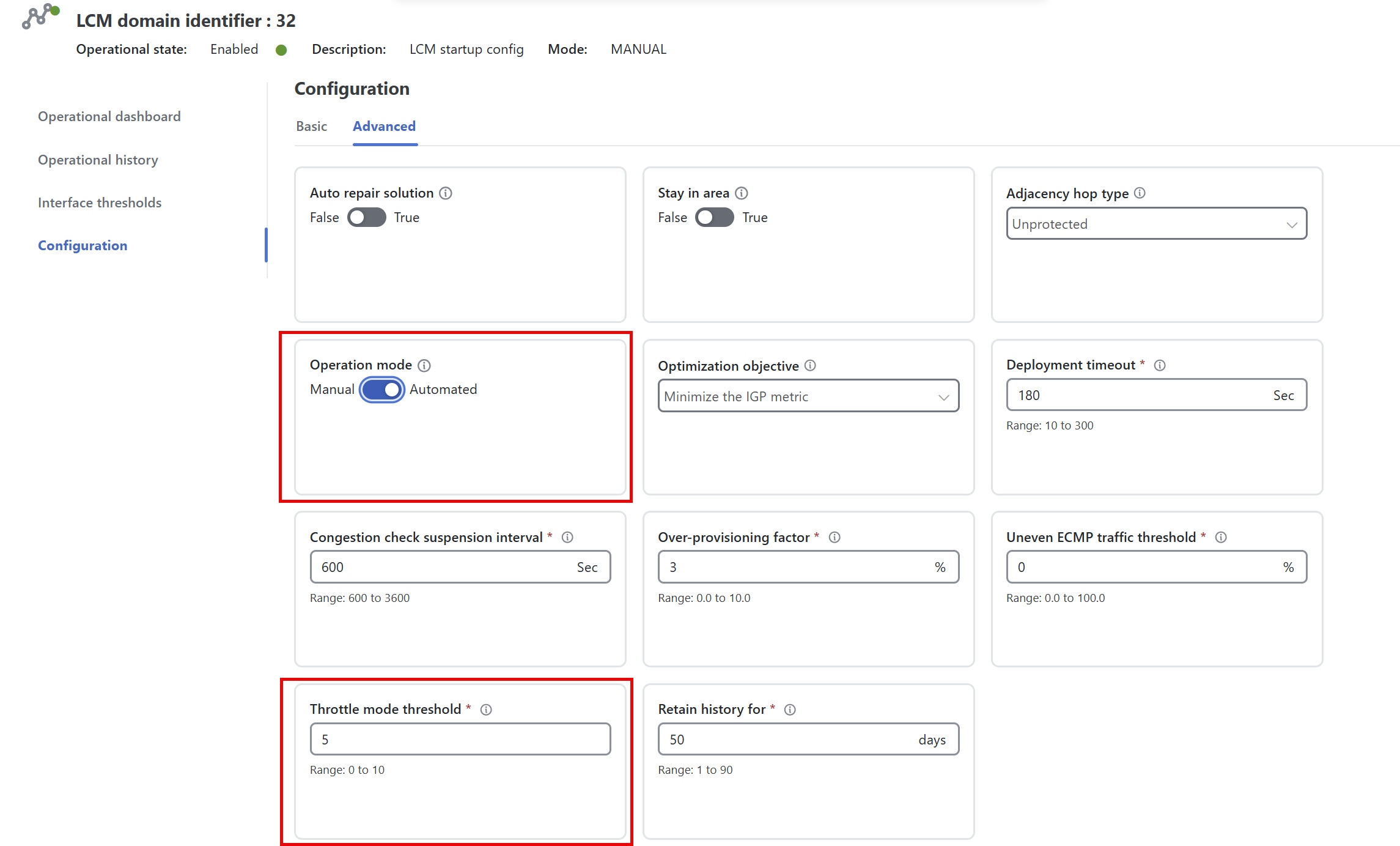 LCM configuration - Automated mode