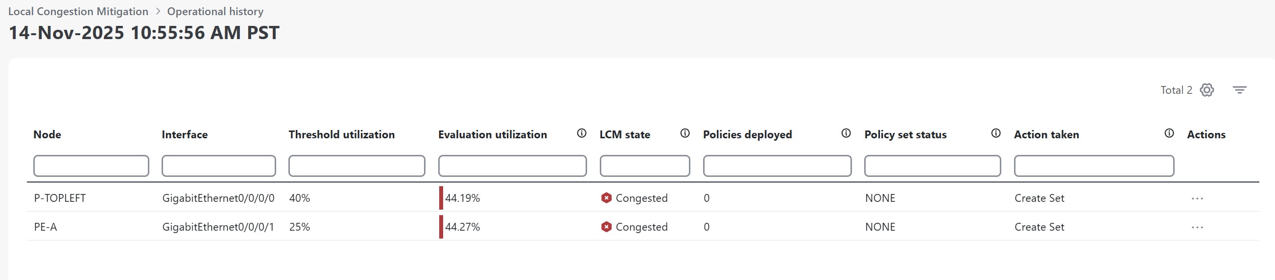 Operational history event snapshort