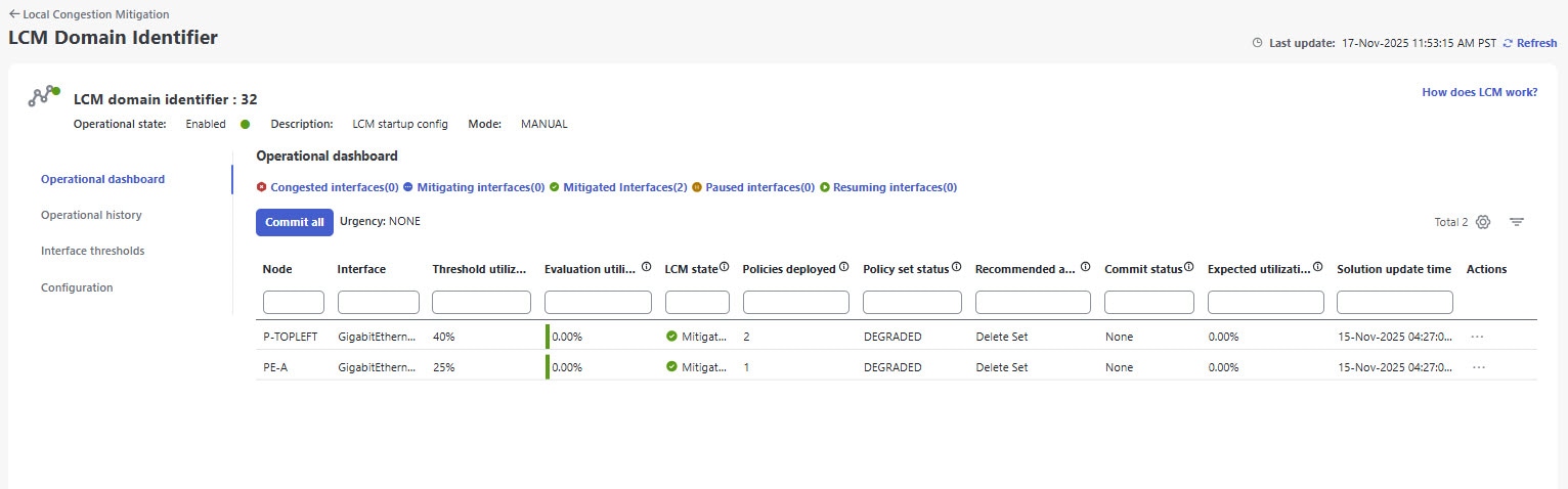 LCM operational dashboard