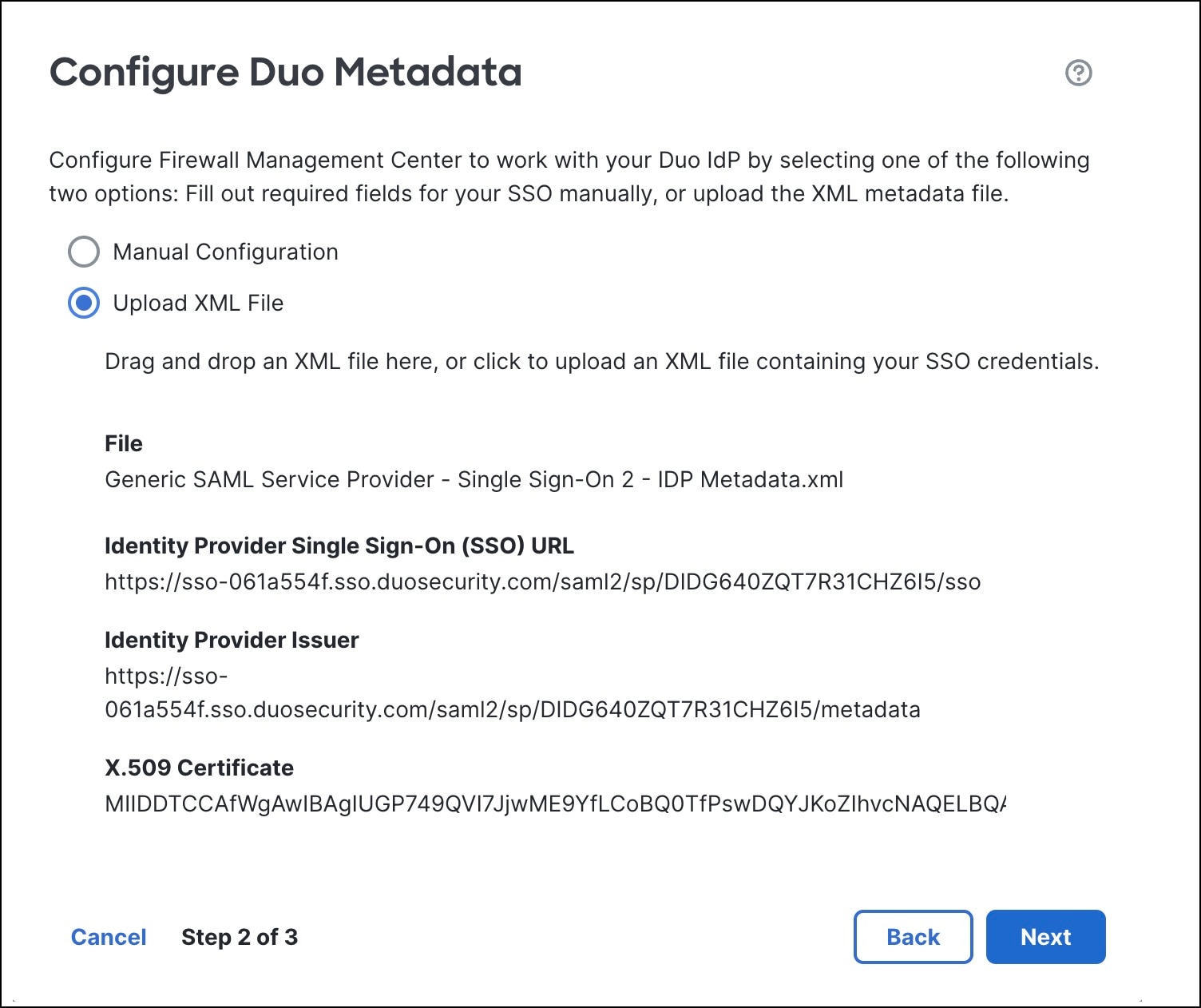 Duo Metadata in Management Center