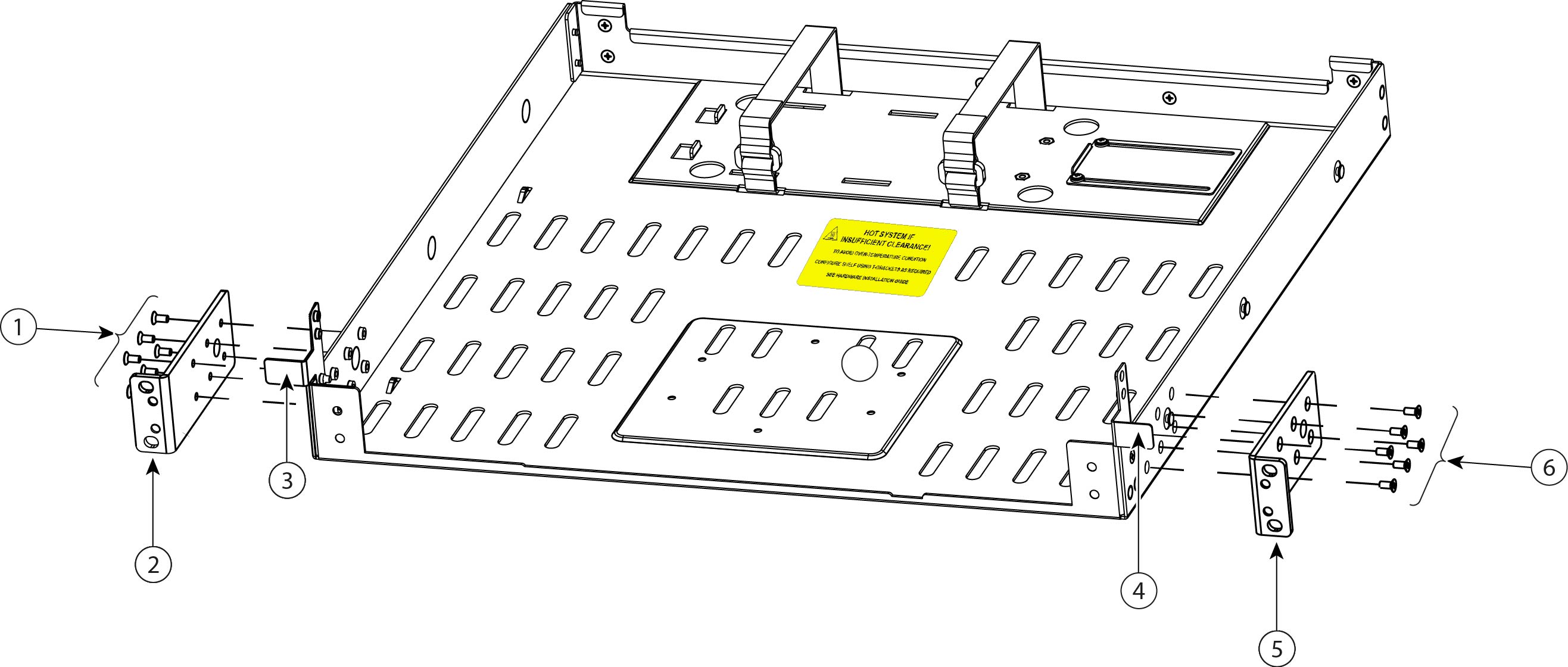 Install the two-post rack-mount shelf brackets on the rack-mount shelf